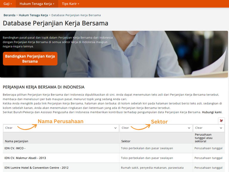Halaman Pertama Database PKB