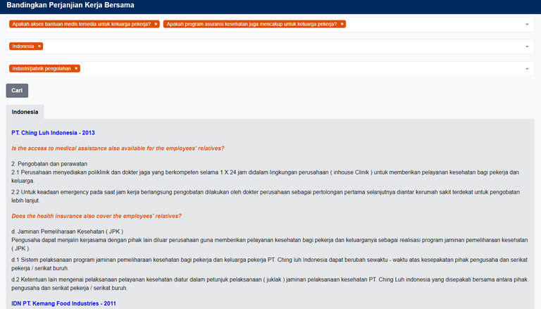 Tampilan Halaman Hasil Perbandingan Isi PKB