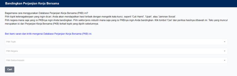 Tampilan Halaman Perbandingan Isi PKB